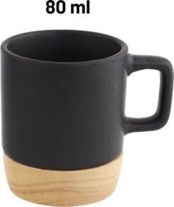 Orange85 Espresso Kopjes - Zwart - Set Van 4 - Met Bamboe Onderzetter - Met Oor - Koffiekopjes -Merkloos Winkel 1010x1200 2
