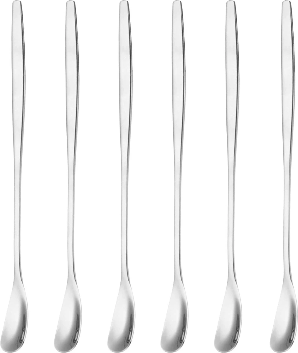 House Of Husk Latte Macchiato Lepels Set - Lange Theelepels - Koffielepels - Longdrinklepels - Barlepel - RVS - 6 Stuks - 17CM - Zilver 3 House Of Husk Latte Macchiato Lepels Set - Lange Theelepels - Koffielepels - Longdrinklepels - Barlepel - RVS - 6 Stuks - 17CM - Zilver