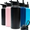 Thermosfles - Onyx Black - 1 Liter - Extra Dop Met Rietje & Drinktuit - Thermosflessen - Isoleerfles - BPA Vrij - Lekvrij - Thermoskan - Isoleerbeker - Thermosbeker -Merkloos Winkel 1060x1200