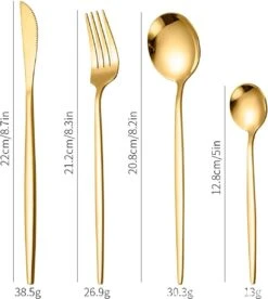 Merkloos Bestekset - 24 Delig Bestekset - 6 Personen - Rood/Goud - Tafellepels/Tafelmessen/Tafelvorken/Koffielepels - Roestvrij Staal -Merkloos Winkel 1072x1200 1