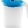 Waterkan/sapkan Met Blauw Deksel 1,5 Liter 9 X 21 X 23 Cm Kunststof - Compact Formaat Schenkkan Die In De Koelkastdeur Past - Sapkannen/waterkannen/schenkkannen/limonadekannen -Merkloos Winkel 1077x1200 2