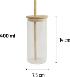 Orange85 Drinkglazen - Met Bamboo Deksel En Rietje - 2 Stuks - 400 Ml - Waterglazen -Merkloos Winkel 1089x1200 4