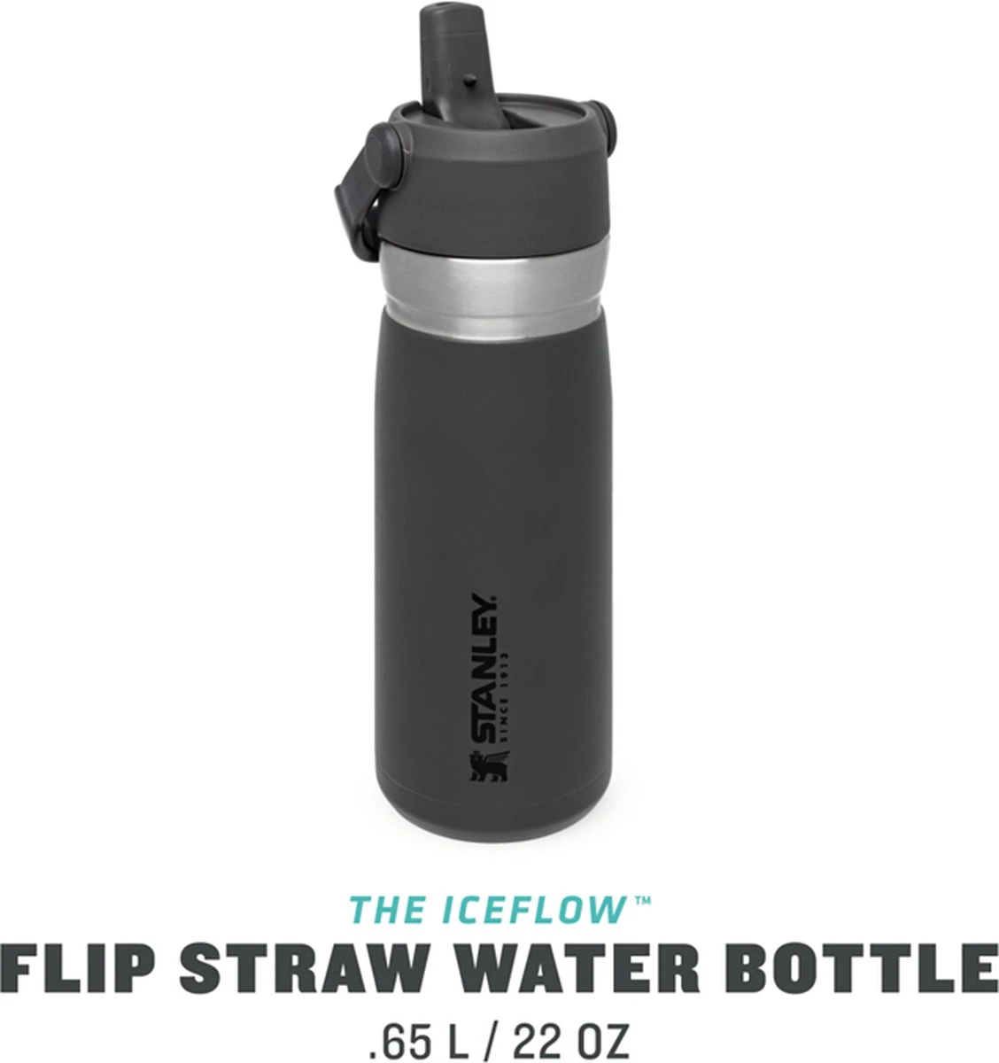 Stanley The IceFlow™ Flip Straw Water Bottle 0,65L - Thermosfles - Charcoal 5 Stanley The IceFlow™ Flip Straw Water Bottle 0,65L - Thermosfles - Charcoal - Afbeelding 3