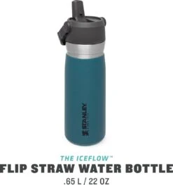 Stanley The IceFlow™ Flip Straw Water Bottle 0,65L - Thermosfles - Lagoon -Merkloos Winkel 1129x1200