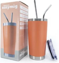 Easymug® Dubbelwandige Thermosbeker – Thermosfles Travel Mug – RVS Rietjes – Thermos - Travelmug -Merkloos Winkel 1139x1200