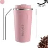 Thermosbeker - Koffiebeker To Go - Travel Mug - Dubbelwandig, RVS & Lekvrij - Thermosbeker Koffie - 380 ML – Roze -Merkloos Winkel 1169x1200 7