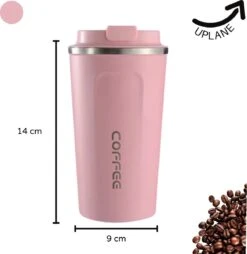 Thermosbeker - Koffiebeker To Go - Travel Mug - Dubbelwandig, RVS & Lekvrij - Thermosbeker Koffie - 380 ML – Roze -Merkloos Winkel 1169x1200 8