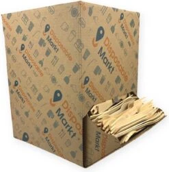 750 Stuks Houten Vork In Dispenser Box - Houten Bestek - Vorken - Bio Vorken - Hout In Dispenserdoos - Dispenser Doos Bestek - Karton Dispenser - Papier Dispenser Box Met Bestek - Cutlery - Biologisch Afbreekbaar - Milieuvriendelijk - FSC - Wegwerp -Merkloos Winkel 1179x1200 3