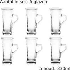 Luxe Latte Macchiato Glazen - Irish Coffee Glazen - Latte Glazen - 330 ML - 6 Stuks -Merkloos Winkel 1193x1200 12