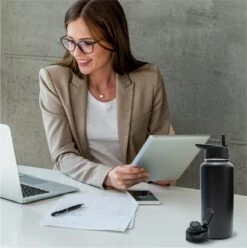 Thermosfles - Onyx Black - 1 Liter - Extra Dop Met Rietje & Drinktuit - Thermosflessen - Isoleerfles - BPA Vrij - Lekvrij - Thermoskan - Isoleerbeker - Thermosbeker -Merkloos Winkel 1193x1200