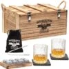 Whiskey Set - Incl. 2 Whiskey Glazen, 8 Whiskey Stones, 2 Onderzetters, Fluwelen Opbergzak, Opbergbox - Whisky Geschenkdoos - Glas - Herbruikbare IJsblokjes - Whiskey Stenen Voor Glazen - Peaky Blinders - Cadeau Voor Man & Vrouw -Merkloos Winkel 1198x1200 14