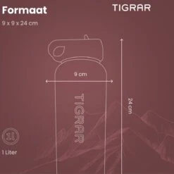 Tigrar - Waterfles Met Rietje - Drinkfles 1 Liter - Thermosfles - RVS - Rood - Incl. Extra Dop, 3 Rietjes En Reiniger -Merkloos Winkel 1198x1200 2