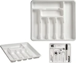 Kunststof Bestekbak/bestekhouder 7-vaks Wit 42 X 39 Cm - Keukenlade/besteklade Inzetbakken -Merkloos Winkel 1200x1001 5