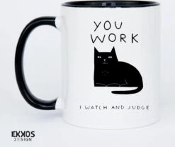 I Work Hard Kat Mok - Katten - Juf Cadeau - Meester Cadeau - Verjaardagscadeau - Cadeau - Verjaardag Cadeau Man - Cadeau Voor Man - Cadeau Voor Vrouw - Mokken - Theeglazen - Koffiekopjes -Merkloos Winkel 1200x1004 3