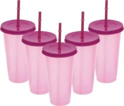 Herbruikbare Bekers Met Rietje En Deksel Van Plastic – Starbucks Design – Drinkbekers Met Rietje – Kleur Veranderende Beker – 5 Pack -Merkloos Winkel 1200x1031 5