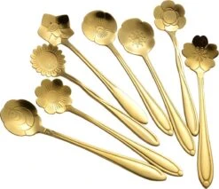 Fako Bijoux® - Bloemen Lepels Set - Theelepel / Koffielepel - 12cm - Goud - 8 Stuks -Merkloos Winkel 1200x1034 2