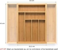 Budu Uitschuifbare Bamboe Bestekbak #43 (43 Cm Diep) - Bestekcassette Hout - Besteklade - 43 X 32,2 - 53 Cm - 6/8 Vakken -Merkloos Winkel 1200x1036 3