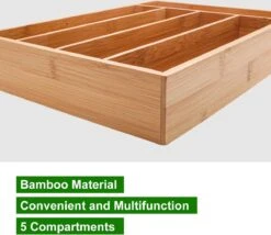 Merkloos Bamboehouten Bestekbak - 5 Compartimenten - 25 X 35 X 6 Cm. - Organizer - 5 Vaks -Merkloos Winkel 1200x1038 1