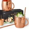Gadgy Moscow Mule Bekers Set - 100% Koper - Cocktailset : 2 Cocktailglazen, 2 Rietjes & 1 Barmaatje -Merkloos Winkel 1200x1048 7