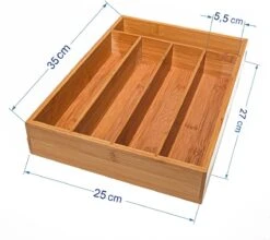 Merkloos Bamboehouten Bestekbak - 5 Compartimenten - 25 X 35 X 6 Cm. - Organizer - 5 Vaks -Merkloos Winkel 1200x1068 2