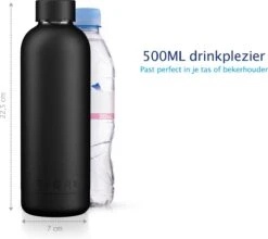 TIGR Minimalist - Drinkfles - Thermosfles - RVS - 500ml - Zwart - Black Edition -Merkloos Winkel 1200x1069