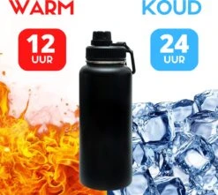 Thermosfles - Onyx Black - 1 Liter - Extra Dop Met Rietje & Drinktuit - Thermosflessen - Isoleerfles - BPA Vrij - Lekvrij - Thermoskan - Isoleerbeker - Thermosbeker -Merkloos Winkel 1200x1075