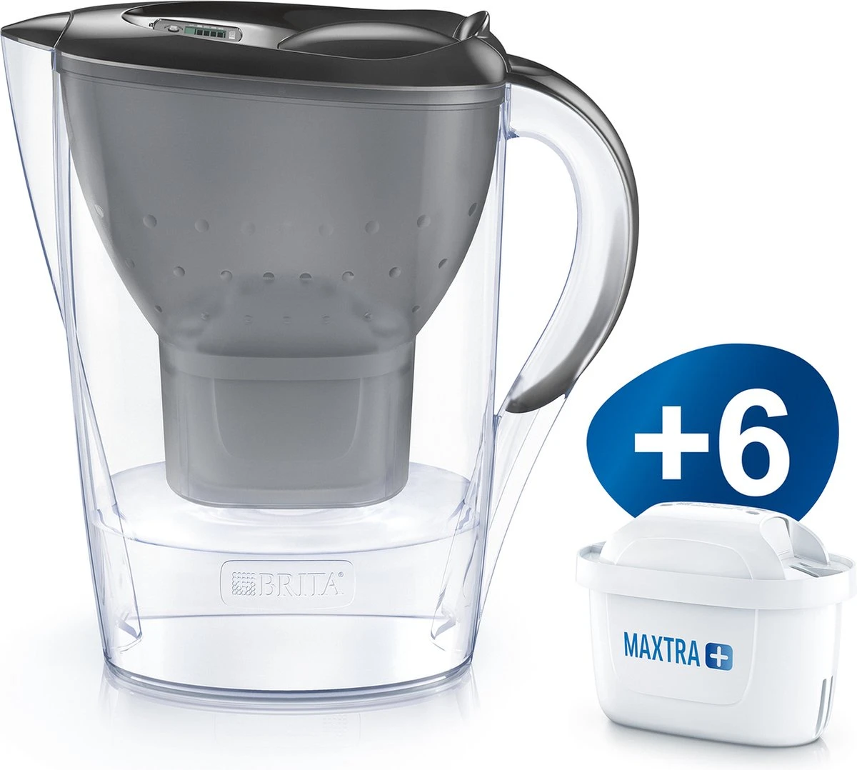 BRITA - Waterfilterkan Marella Cool - Grafiet - 2,4L + 6 MAXTRA+ Waterfilterpatronen 3 BRITA - Waterfilterkan Marella Cool - Grafiet - 2,4L + 6 MAXTRA+ Waterfilterpatronen