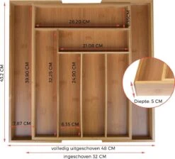 KitchenBrothers Bestekbak - Verstelbare Besteklade - 30 Tot 44.5cm - Bamboehout -Merkloos Winkel 1200x1086 2