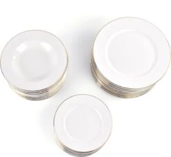LeRijn® Serviesset Deventer 8 Persoons - 24 Delig - Licht Crème Wit Met Gouden Rand En Motief - Dinerborden - Soepborden - Dessertborden - Borden Servies - Bordenset -Merkloos Winkel 1200x1100 4