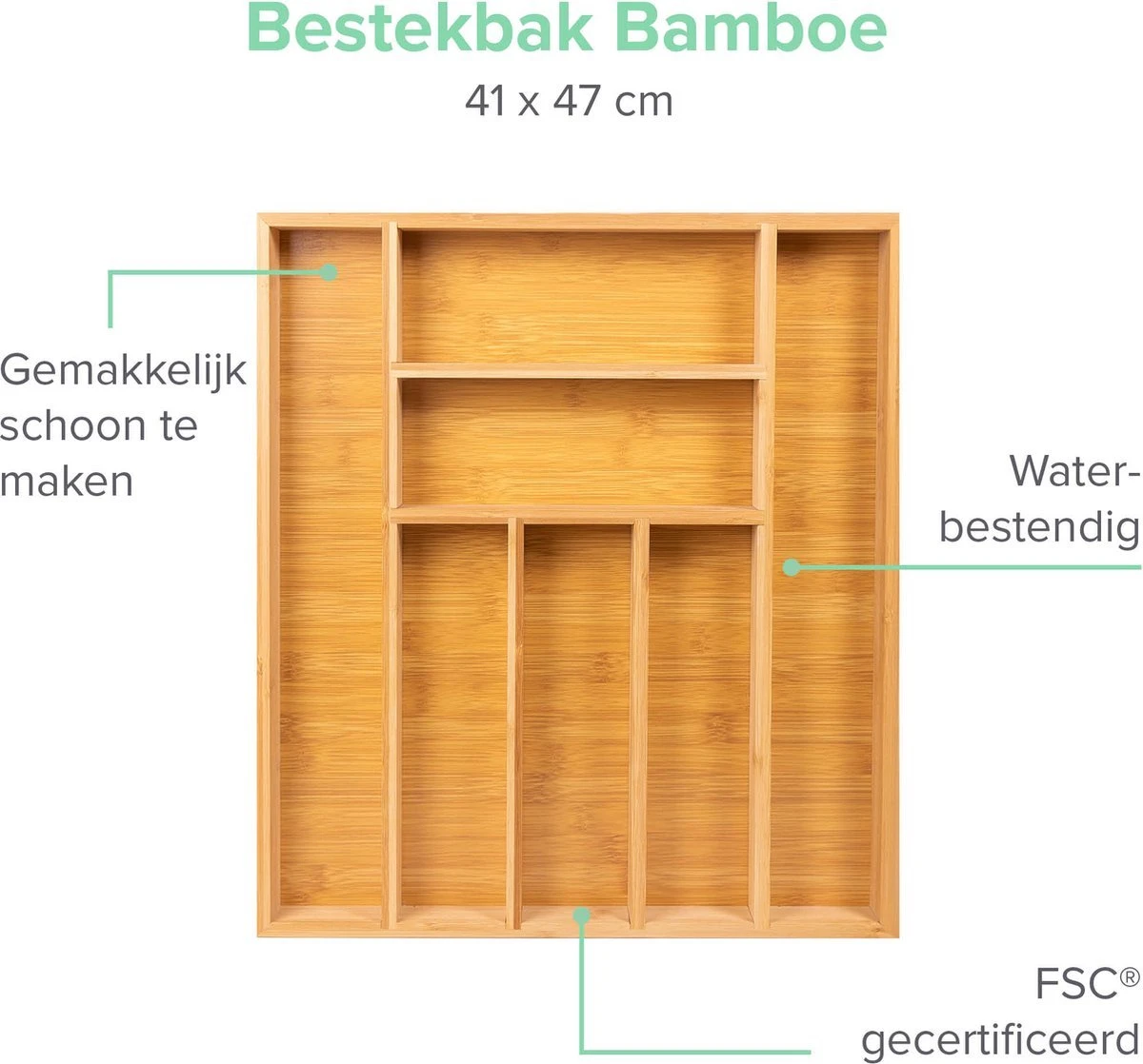 Bamboe Bestekbak Van Coninx 41x47cm | Besteklade | Bestekhouder | Opbergbak | Duurzaam | Voor Laden Van 47cm Diep 9 Bamboe Bestekbak Van Coninx 41x47cm | Besteklade | Bestekhouder | Opbergbak | Duurzaam | Voor Laden Van 47cm Diep - Afbeelding 7