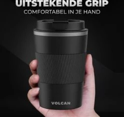 Volcan RVS Koffiebeker To Go Met Sleeve - Thermosbeker - Theebeker - Coffee - Zwart -Merkloos Winkel 1200x1125 6