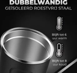 Volcan RVS Koffiebeker To Go Met Sleeve - Thermosbeker - Theebeker - Coffee - Zwart -Merkloos Winkel 1200x1139 5