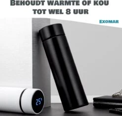 Exomar® Slimme Thermosfles Met LCD Temperatuur Display - Curver Isolatiefles 500 ML - Matte Finish - Thermosbeker - Isoleerfles - Dubbelwandige Thermosfles - Thermoskan - Travel Mug - Bidon Drinkfles - Drinkflessen - RVS - Koffiebeker - Smart Thermos -Merkloos Winkel 1200x1145 1