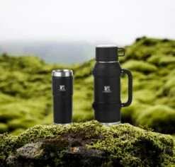 MacGyver RVS Thermoskan 1.5 Ltr – RVS Thermosbeker 0,55 Ltr - Langdurig Warm/koud - Zwart -Merkloos Winkel 1200x1145