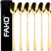 Fako Bijoux® - 6 Lange Lepels - Latte Macchiato - Longdrink - Cocktail - Dessert - IJs - Koffie - Goud - 6 Stuks - Bewaarzakje -Merkloos Winkel 1200x1155 1