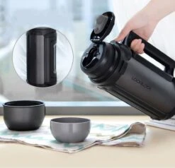 Lock&Lock Thermoskan - Isoleerkan - Thee En Koffie - Lekvrij - 1,5 Liter - RVS - Inklapbaar Handvat - Zwart -Merkloos Winkel 1200x1155