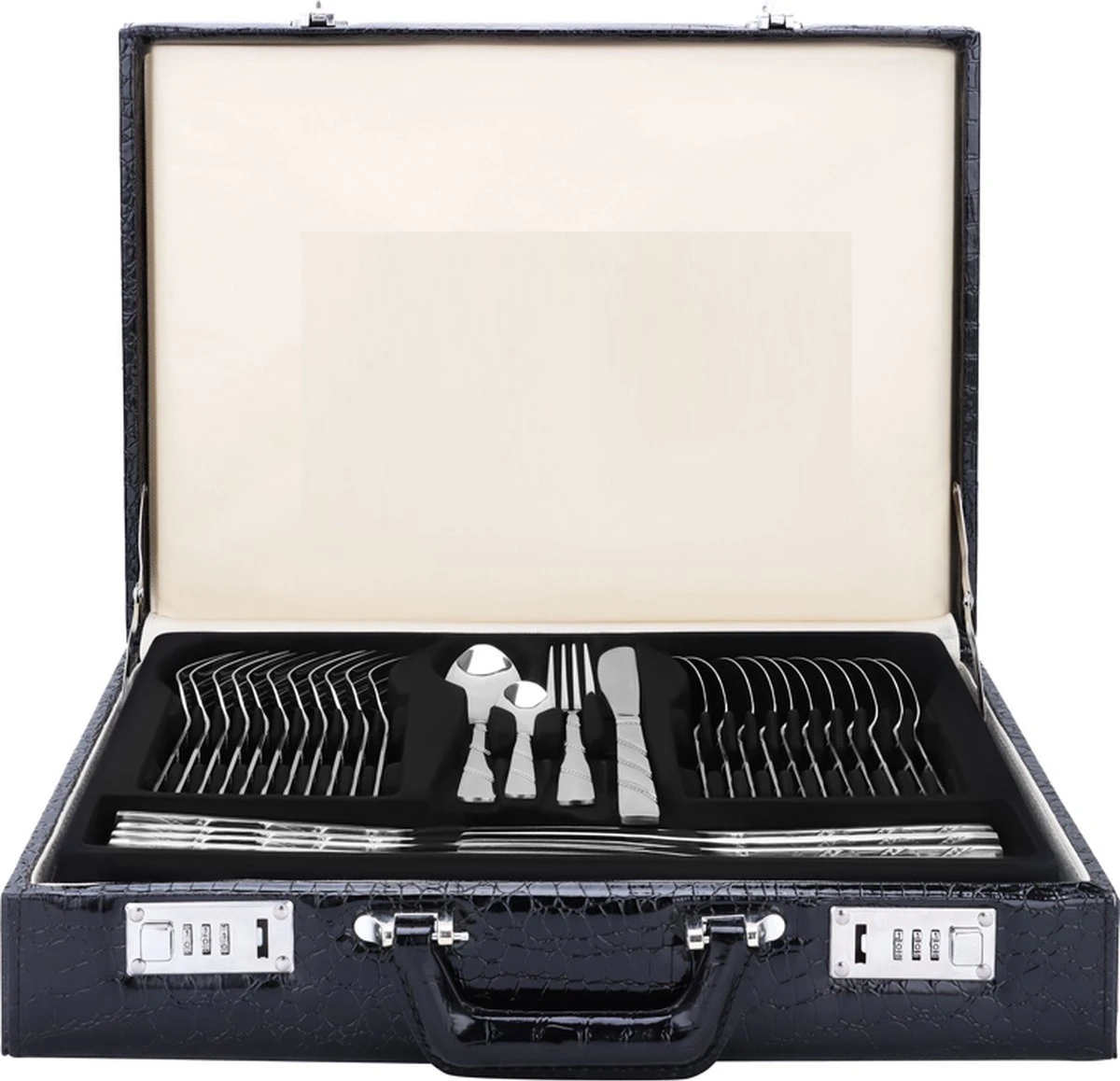 Swiss Home | Bestekset - 12 Persoons - 72-delig - Luxe Opbergkoffer - 18/10 | Limited Edition Set + Luxe Koffer 4 Swiss Home | Bestekset - 12 Persoons - 72-delig - Luxe Opbergkoffer - 18/10 | Limited Edition Set + Luxe Koffer - Afbeelding 2