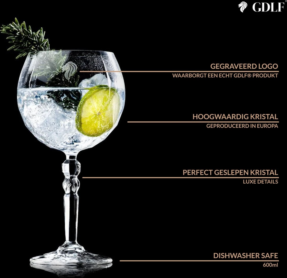 GDLF® Gin Tonic Glazen Set In Een Luxe Geschenkdoos - Incl. Zwarte RVS Maatbeker 30/15ML - Hoogwaardig Loodvrij Kristal - Made In Europe - Cocktail Glazen - 600ML - Cocktail Set - Gin Tonic Geschenkset - Cadeau Voor Man/Vrouw 7 GDLF® Gin Tonic Glazen Set In Een Luxe Geschenkdoos - Incl. Zwarte RVS Maatbeker 30/15ML - Hoogwaardig Loodvrij Kristal - Made In Europe - Cocktail Glazen - 600ML - Cocktail Set - Gin Tonic Geschenkset - Cadeau Voor Man/Vrouw - Afbeelding 5