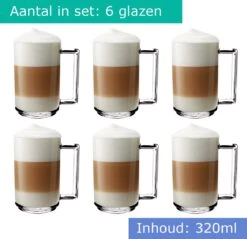 Luxe Latte Macchiato Glazen - Koffieglazen - Cappuccino Glazen - Latte Glazen - 320 ML - Set Van 6 -Merkloos Winkel 1200x1163 3