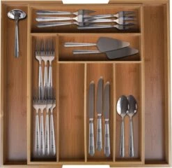 KitchenBrothers Bestekbak - Verstelbare Besteklade - 30 Tot 44.5cm - Bamboehout -Merkloos Winkel 1200x1164 2