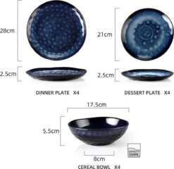 Serviesset 8 Personen - 24 Delig - Handgemaakt - Blauw -Merkloos Winkel 1200x1165 7