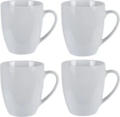 Merkloos Winkel 11 Excellent Houseware Set Van 4x Stuks Bekers/mokken Wit 380 Ml Van Porselein - Melkbekers