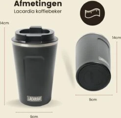 LaCardia Koffiebeker To Go Premium Zwart – Thermosbeker – Theebeker – 380ML – Herbruikbaar -Merkloos Winkel 1200x1171 10