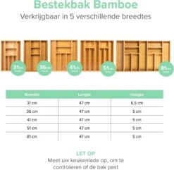Coninx Bestekbak Bamboe 36CM Breed - Besteklade - Opbergbak - Duurzaam - Voor Laden Vanaf 47cm Diep -Merkloos Winkel 1200x1171 3