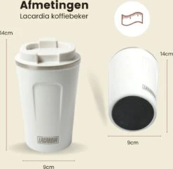LaCardia Koffiebeker To Go Premium Wit – Thermosbeker – Theebeker – 380ML – Herbruikbaar -Merkloos Winkel 1200x1171 7