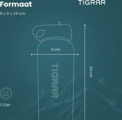 Tigrar - Waterfles - Drinkfles - Thermosfles 1 Liter Dubbelwandig - RVS - (Staal) Blauw - Incl. Extra Dop 3 Rietjes En Reiniger -Merkloos Winkel 1200x1186