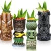 Tiki-mokken Glazen Tiki-mok Voor Cocktails, Set Van 4 Grote Keramische Tropische Bekers, Hawaïaanse Tiki-feestjes, Creatieve Cocktailglazen Voor Drankjes, Drinkgerei Voor Bar, Hoogwaardig Tropisch Exotisch Leuk Bargerei, 4 Stuks, Als Cadeau -Merkloos Winkel 1200x1186 5