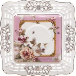 Clayre & Eef Kop En Schotel 200 Ml Roze Wit Porselein Rond Bloemen Servies Cadeau Voor Haar Cappuccino -Merkloos Winkel 1200x1188 4