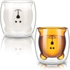 Set Van 2 Beer Design Dubbelwandige Glazen - Dubbelwandige Koffieglazen - Latte Macchiato Koffiemok/Koffiebeker - Double Glass Waterglazen - Theeglazen - Espresso Kopjes - Koffiekop & Koffiemok - Drinkglazen 250ML