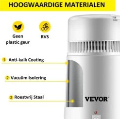 Vevor Destilleerapparaat- Destilleerketel - Water Destilleerder - 4L - Maak Zelf Gedestilleerd Water - Puur Water -Merkloos Winkel 1200x1191